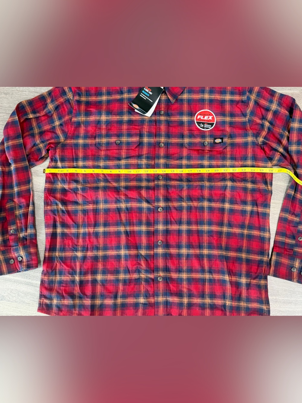 Dickies Flex Flannel Shirt Red Blue Plaid Relaxed Fit nwt XL - Picture 3 of 7